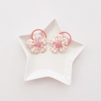 Girl Hair Tie Floral Plaid Pair (GPT9383)